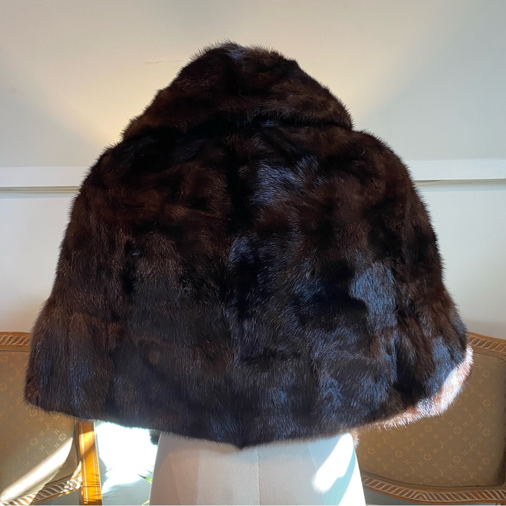 Vintage 1960s Dark Brown Genuine Mink Fur Wrap Shawl Stole - Picture 5 of 11